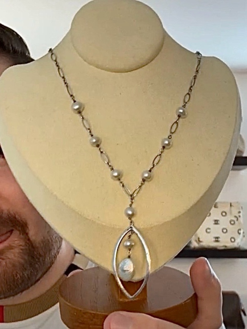 Elegant Silver Pearl Drop Necklace with Teardrop Pendant
